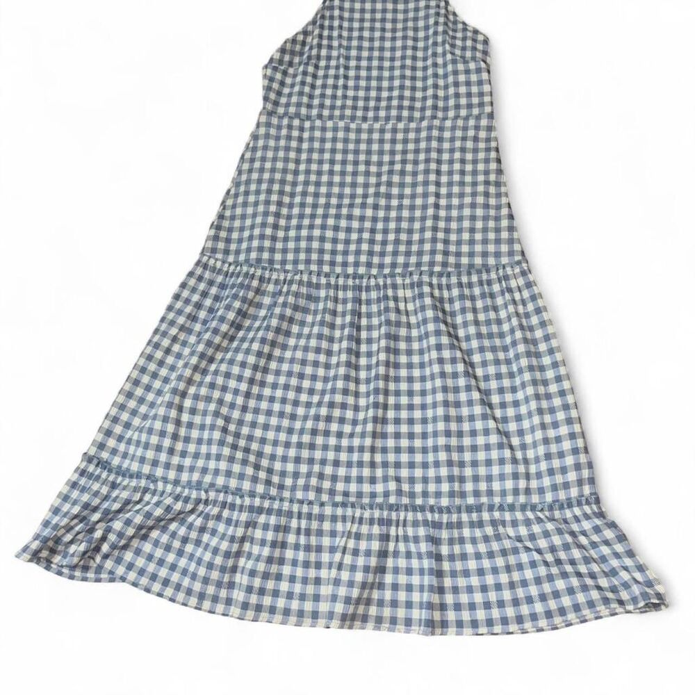 Vintage 1990s Nanette Lapore Women's Blue Gingham Maxi Dress - Picture 3 of 5